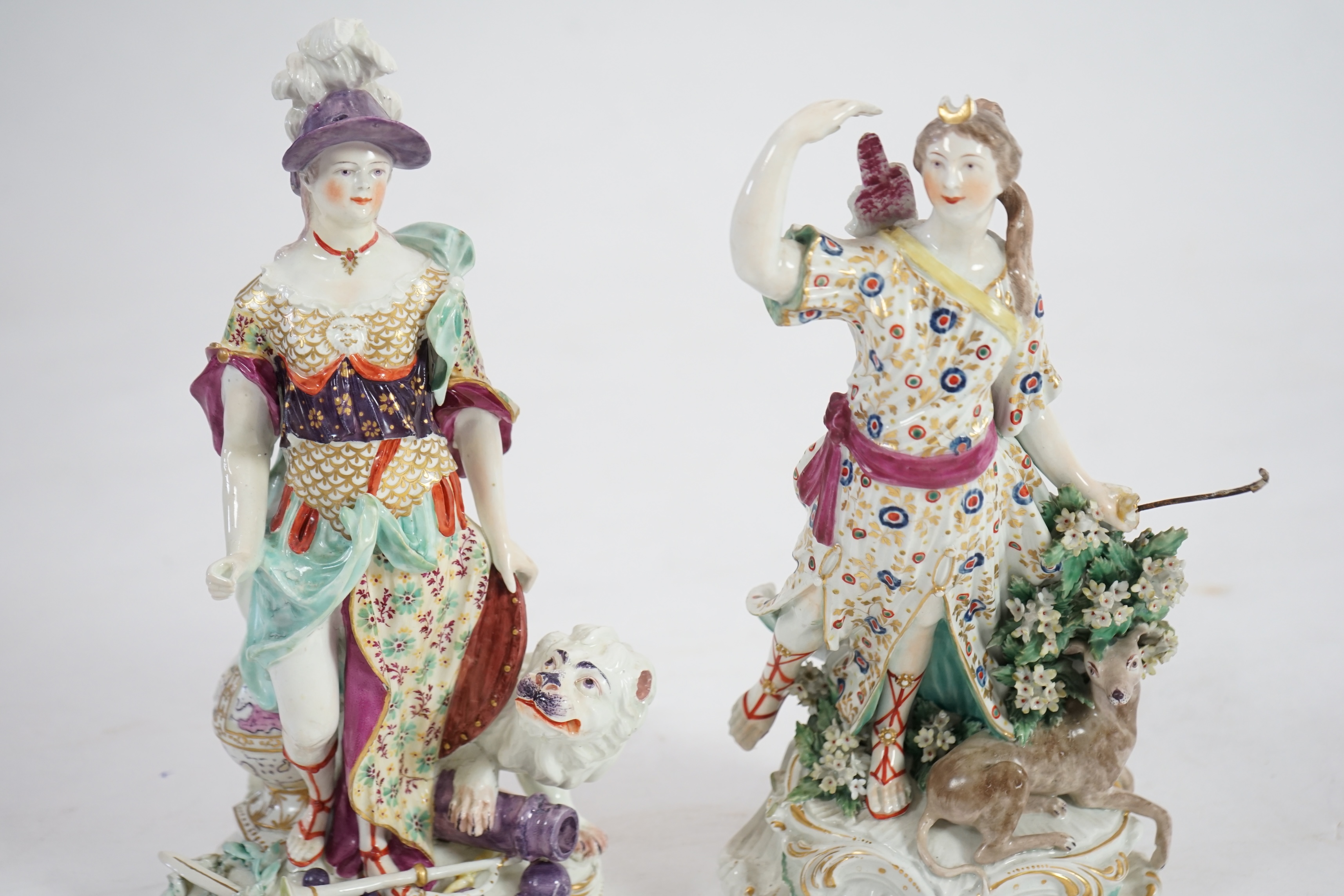 Two large Derby groups, Britannia and Diana the Huntress, c.1770-75